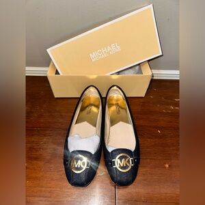 Michael Kors Black and Gold Women's Loafers